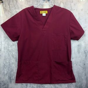 Medical Red Maroon Scrub Top Uniform Size XS